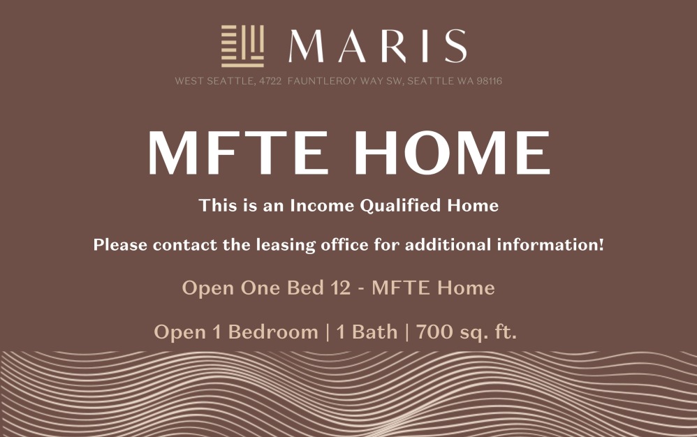 Open One Bed 12 MFTE - 1 bedroom floorplan layout with 1 bathroom and 700 square feet (MFTE Rider)