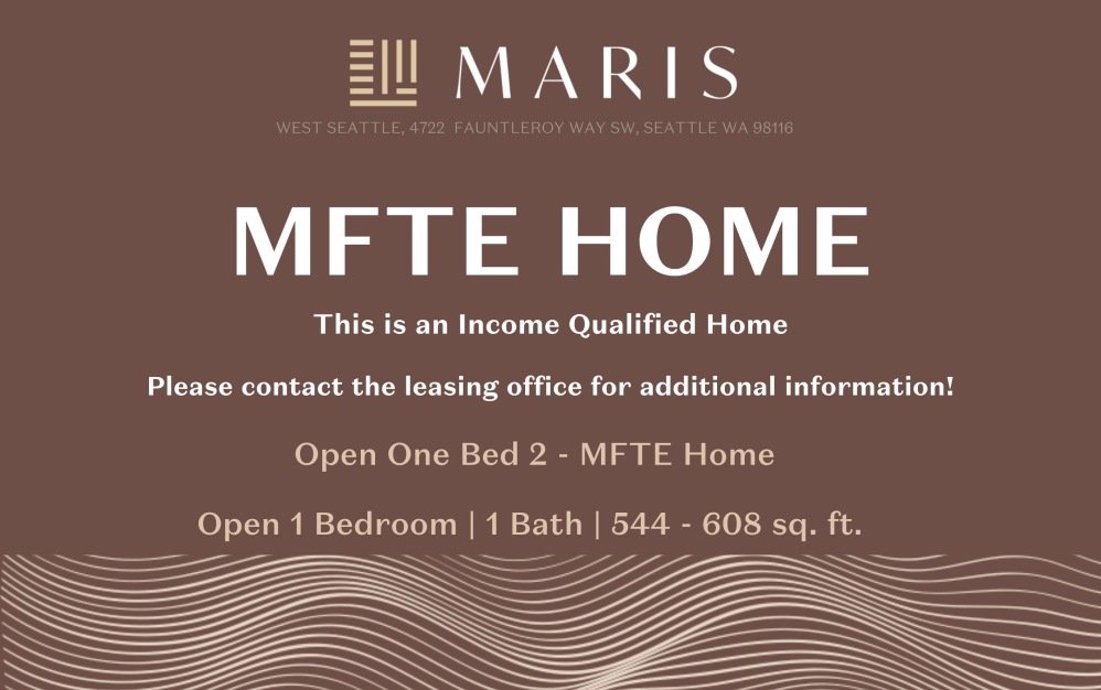Open One Bed 2 MFTE - 1 bedroom floorplan layout with 1 bathroom and 576 - 632 square feet (MFTE Rider)