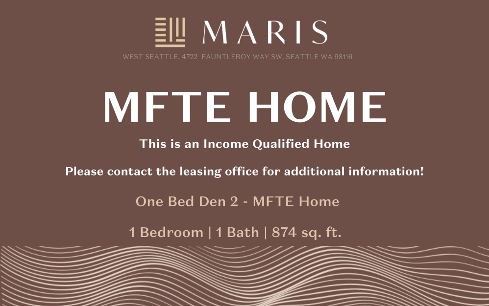 Two Bed One Bath 1 MFTE - 2 bedroom floorplan layout with 1 bathroom and 813 square feet (MFTE Rider)