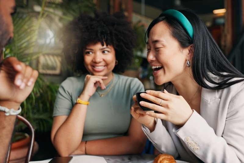 friends having coffee together