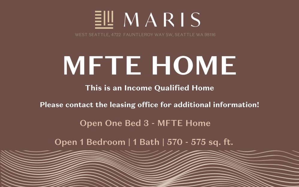 Open One Bed 3 MFTE - 1 bedroom floorplan layout with 1 bathroom and 575 square feet (MFTE Rider)