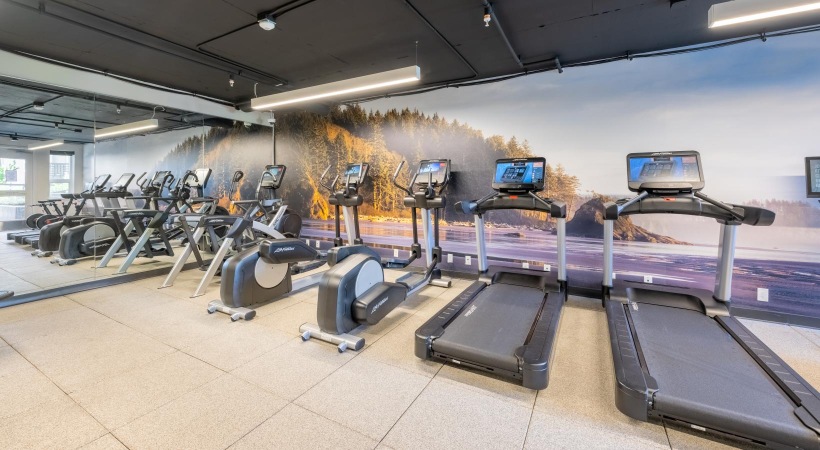 a gym with exercise equipment